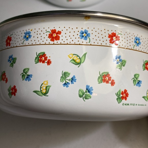 Vintage M Kamenstein Inc Enamelware Nesting Bowls - Picture 2 of 10